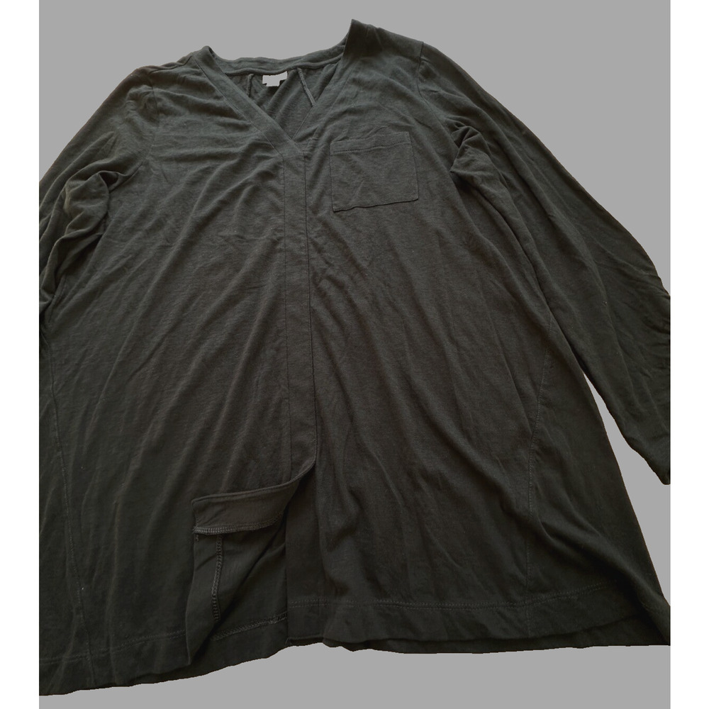 J. Jill V-Neck cotton black folding long sleeve top Women size XL - Picture 4 of 6